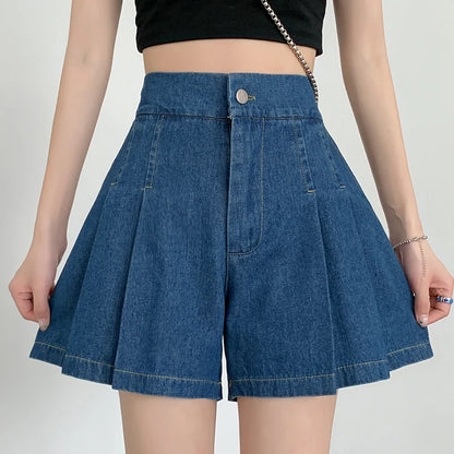 Elastic Waist Denim Shorts