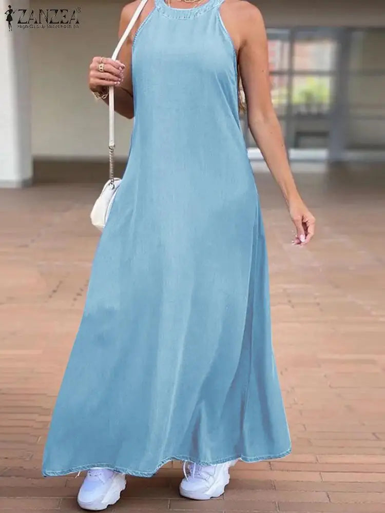 ZANZEA Denim Maxi Dress