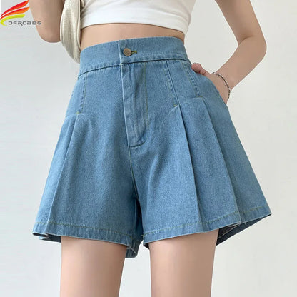 Elastic Waist Denim Shorts