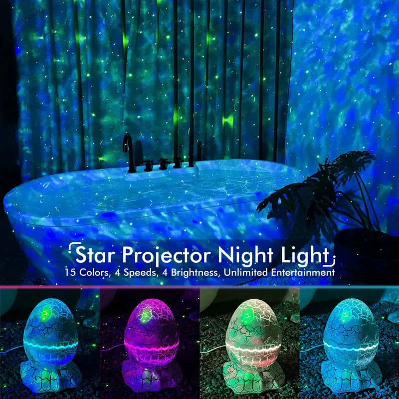 Dinosaur Eggshell Galaxy Projector Starry Sky Night Light Bluetooth