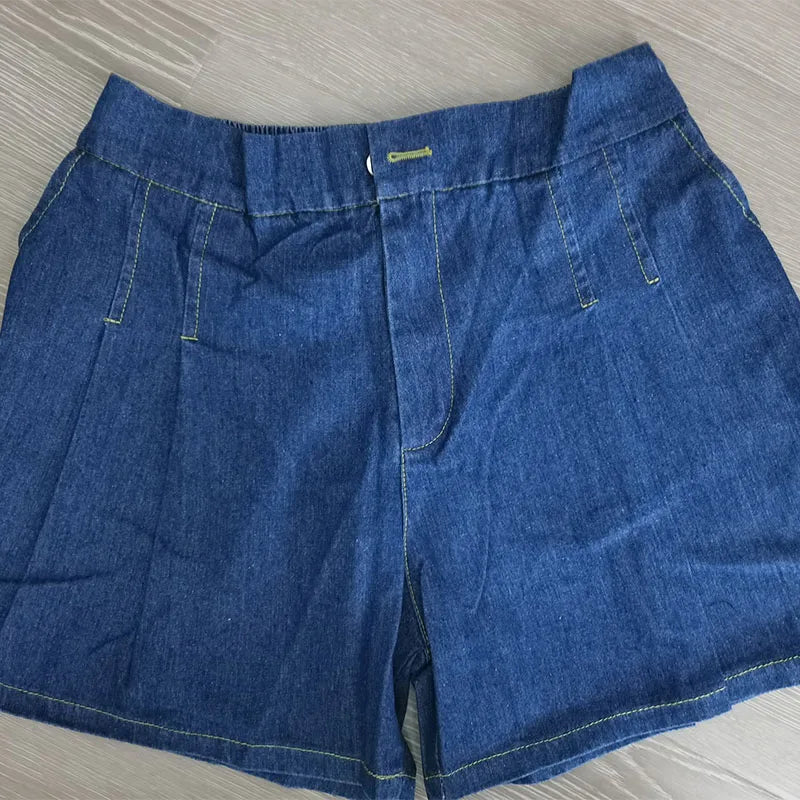 Elastic Waist Denim Shorts