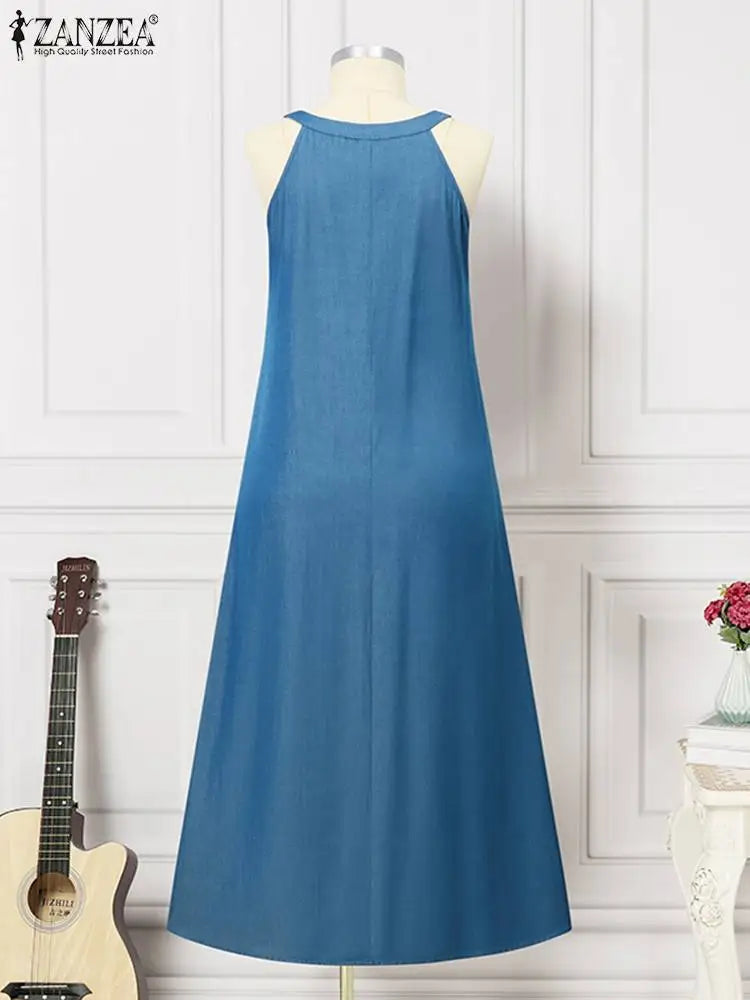 ZANZEA Denim Maxi Dress