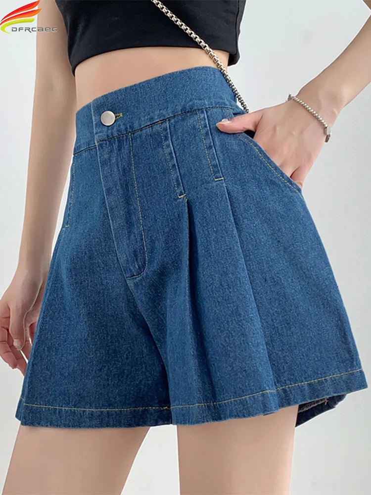 Elastic Waist Denim Shorts