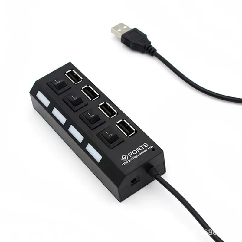 USB 2.0 Hub Multi USB Splitter Ports Hub Use Power Adapter4/ 7 Port Multiple Expander Hub With Switch 30CM Cable For Home