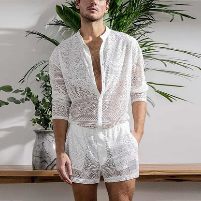 Summer Fashion: Men's See-Through Matching Suit Set