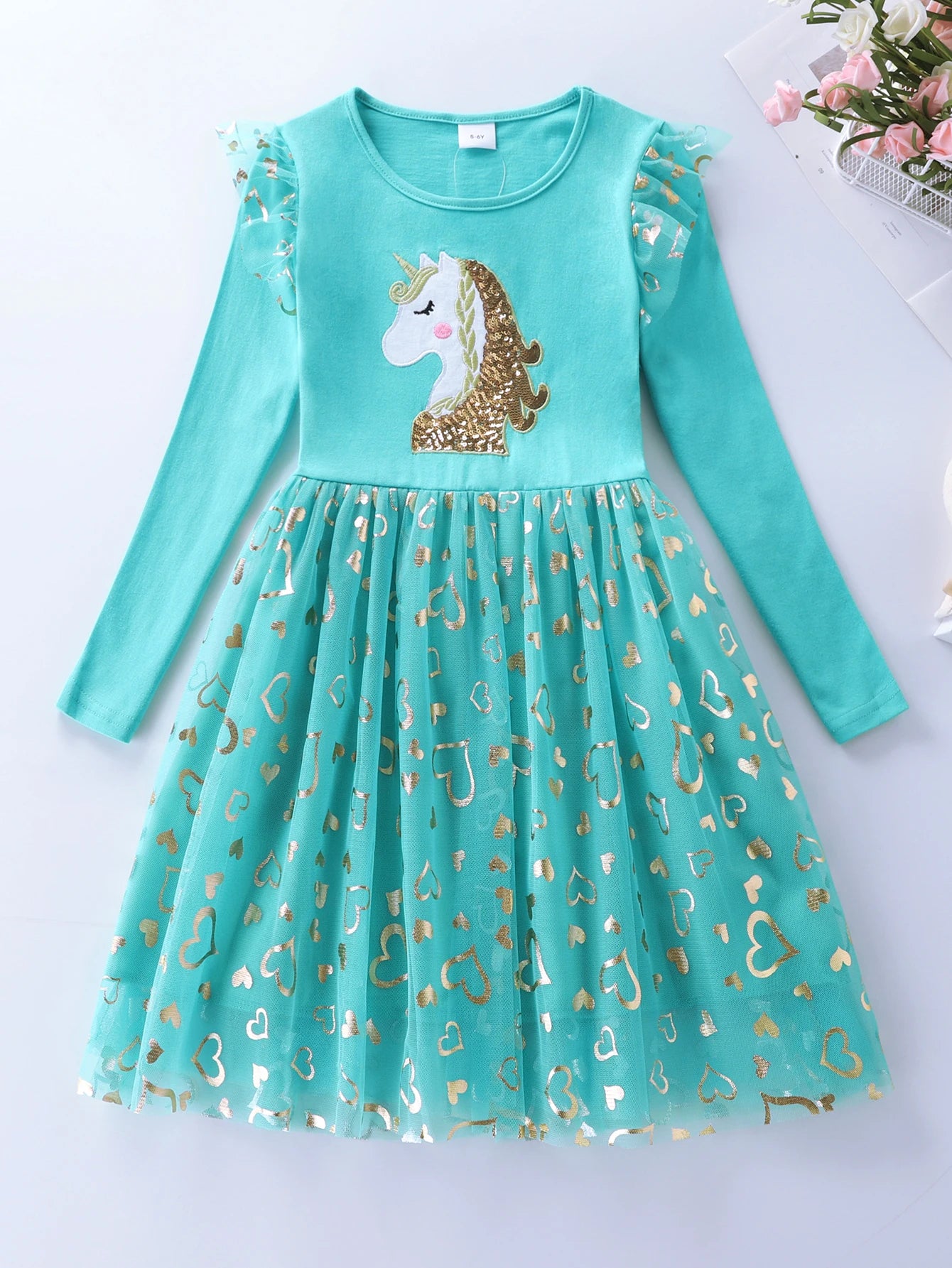 Mesh Unicorn Long Sleeve Dress