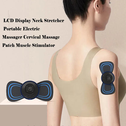 Electric neck massager on cervical vertebra