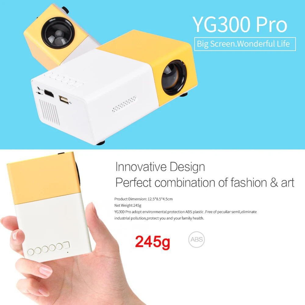 Salange YG300 Pro Portable Mini LED Projector - Support 1080P Full HD