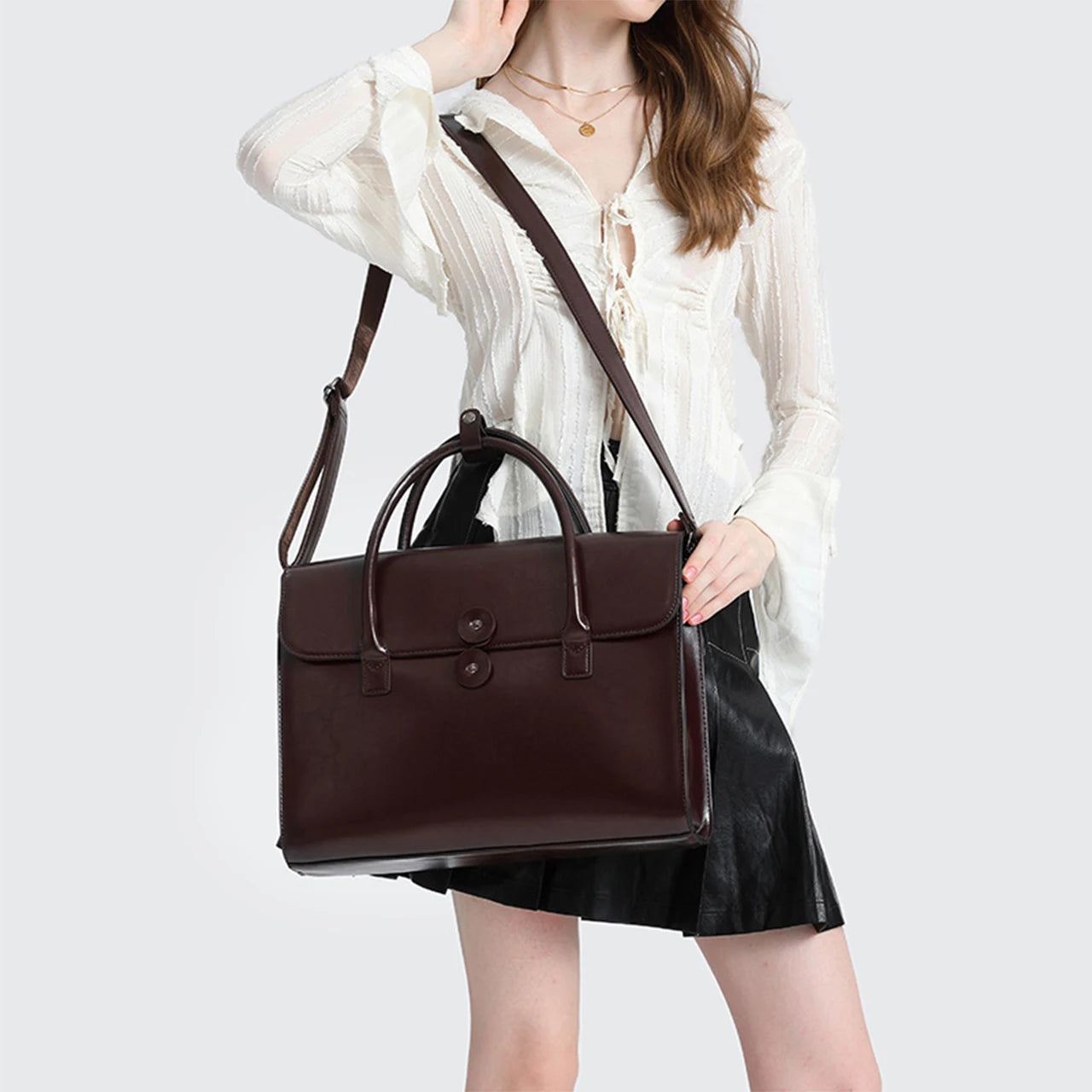 ElegancePro Leather Laptop Tote