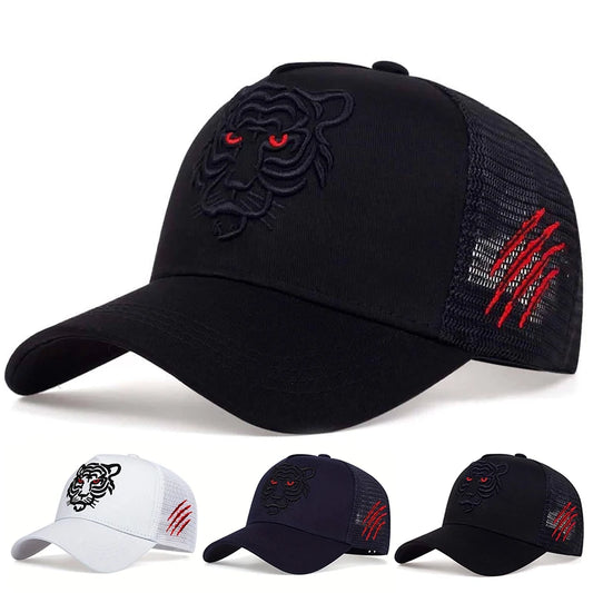 Tiger Head Embroidered Adjustable Baseball Cap