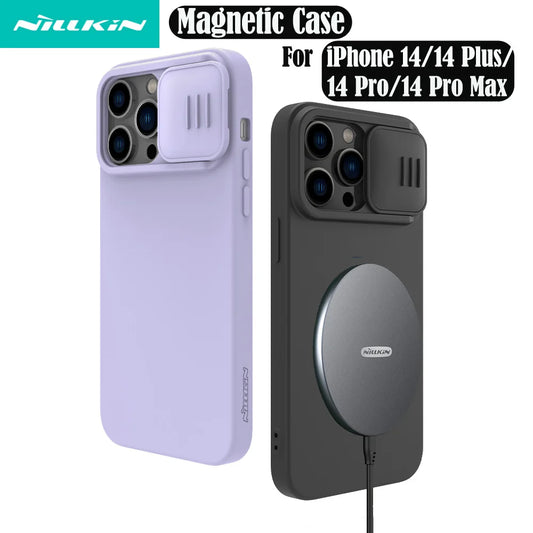 For iPhone 14 Pro Max Case NILLKIN Silky Original For MagSafe Slide Camera Soft Silicone Magnetic Cover For iPhone 14 Pro / Plus