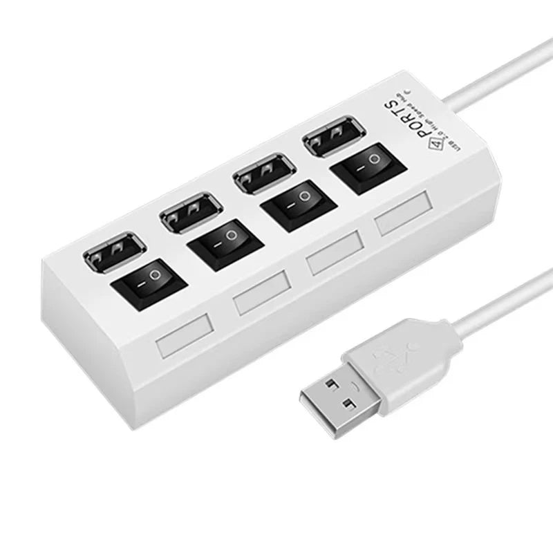 USB 2.0 Hub Multi USB Splitter Ports Hub Use Power Adapter4/ 7 Port Multiple Expander Hub With Switch 30CM Cable For Home